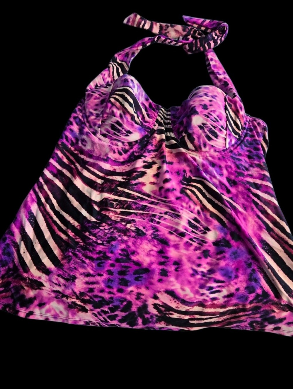 Smart & Sexy Pink and Purple Animal-Print Swim Top. 38C US.